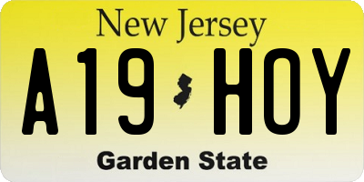 NJ license plate A19HOY