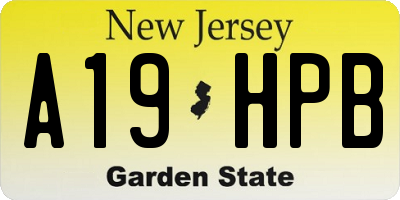 NJ license plate A19HPB