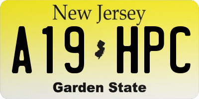 NJ license plate A19HPC