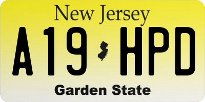 NJ license plate A19HPD