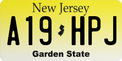NJ license plate A19HPJ