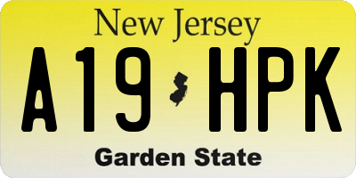 NJ license plate A19HPK