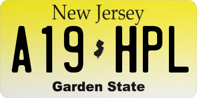NJ license plate A19HPL