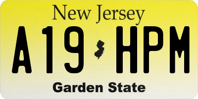 NJ license plate A19HPM