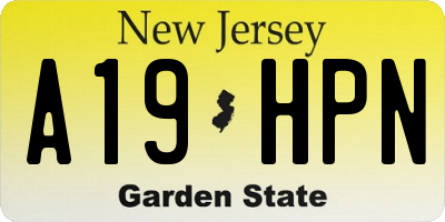 NJ license plate A19HPN