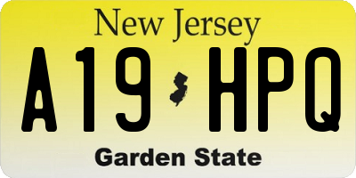 NJ license plate A19HPQ