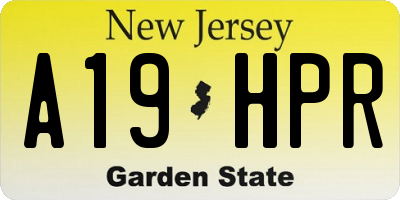 NJ license plate A19HPR