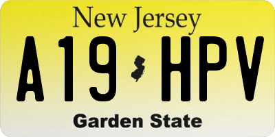 NJ license plate A19HPV