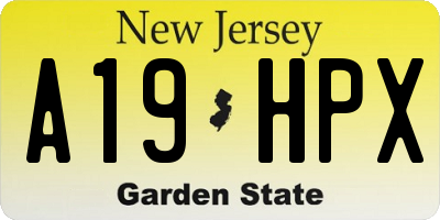 NJ license plate A19HPX