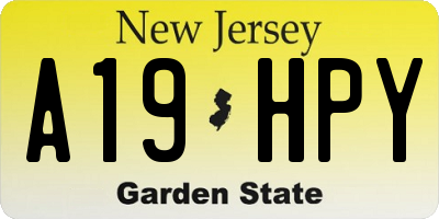 NJ license plate A19HPY