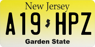NJ license plate A19HPZ