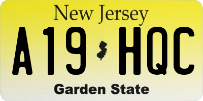NJ license plate A19HQC