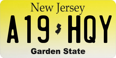 NJ license plate A19HQY