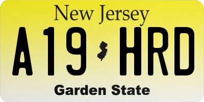NJ license plate A19HRD