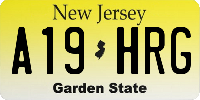NJ license plate A19HRG