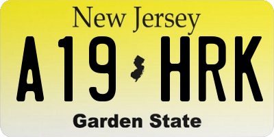 NJ license plate A19HRK