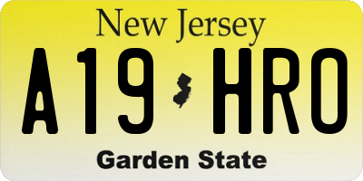 NJ license plate A19HRO