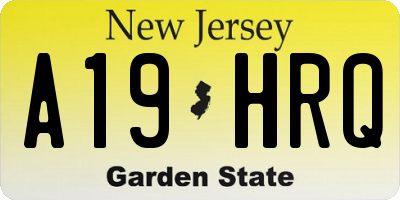 NJ license plate A19HRQ