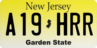 NJ license plate A19HRR