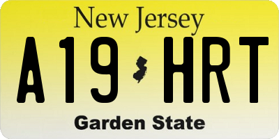 NJ license plate A19HRT