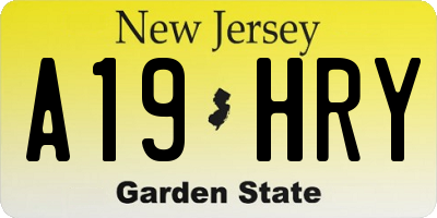 NJ license plate A19HRY
