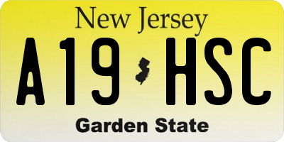 NJ license plate A19HSC