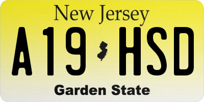 NJ license plate A19HSD