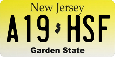 NJ license plate A19HSF