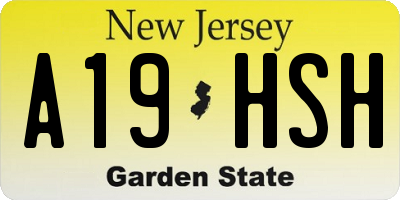 NJ license plate A19HSH