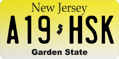 NJ license plate A19HSK
