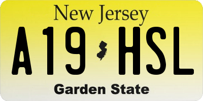 NJ license plate A19HSL