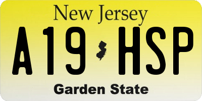 NJ license plate A19HSP