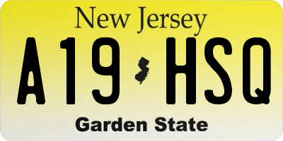 NJ license plate A19HSQ