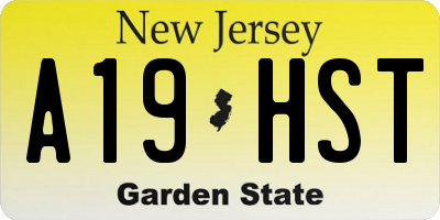 NJ license plate A19HST
