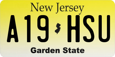 NJ license plate A19HSU