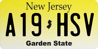 NJ license plate A19HSV