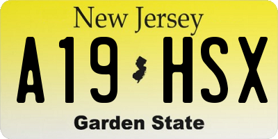 NJ license plate A19HSX