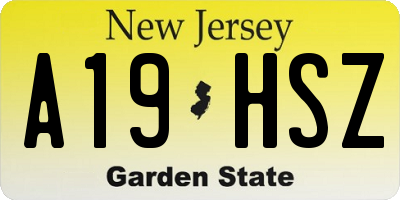 NJ license plate A19HSZ