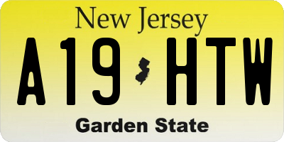 NJ license plate A19HTW