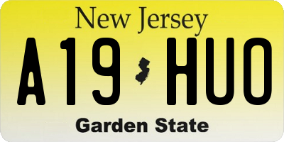 NJ license plate A19HUO