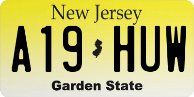 NJ license plate A19HUW