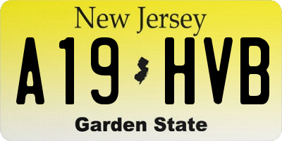 NJ license plate A19HVB