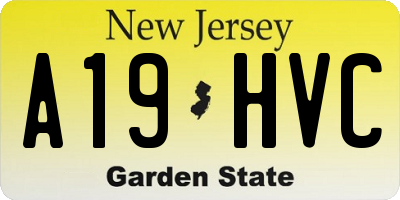 NJ license plate A19HVC