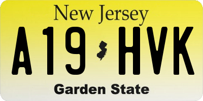 NJ license plate A19HVK