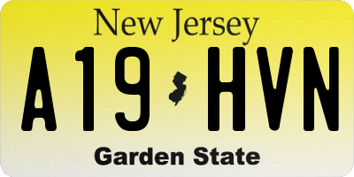 NJ license plate A19HVN
