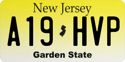 NJ license plate A19HVP
