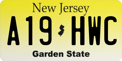 NJ license plate A19HWC