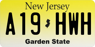 NJ license plate A19HWH