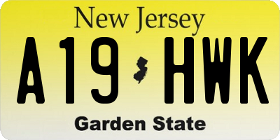 NJ license plate A19HWK