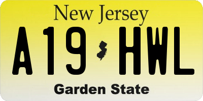 NJ license plate A19HWL